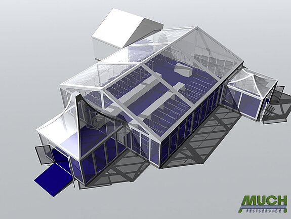 270qm Zeltlandschaft mit Pagodenzelten für die IHK, 3D-Visualisierung - 2