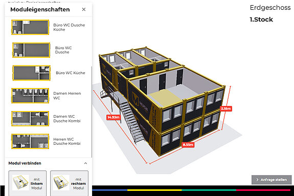 MUCH Container Konfigurator: Schritt 2 - MUCH Container Konfigurator: Schritt 1 - Bürocontainer Module definieren